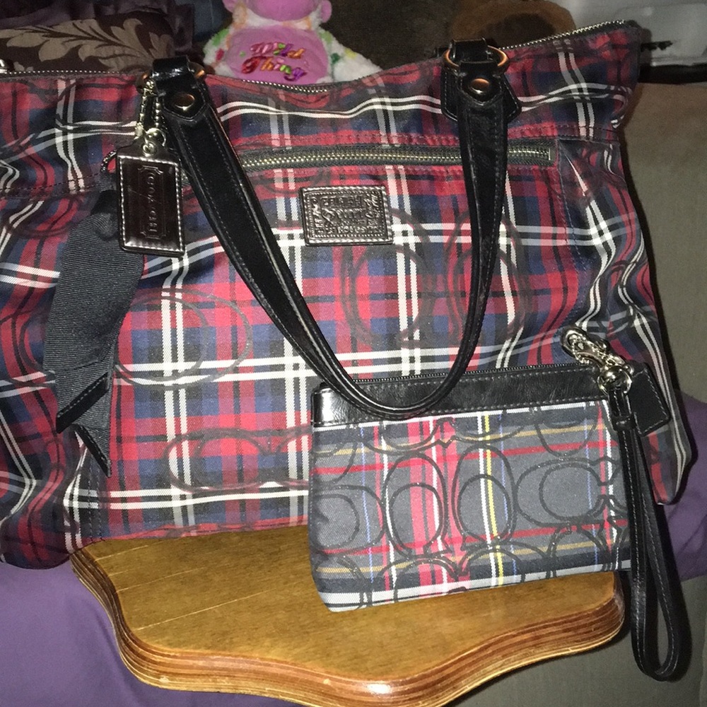 Plaid Coach Bag set